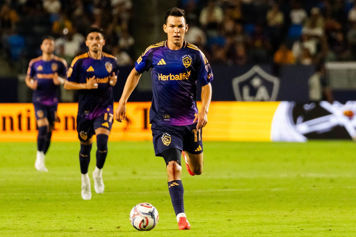 Los Angeles Galaxy forward Hirving Lozano (11) runs up the field during an MLS game, against the New England Revolution on Saturday September 5th, 2026 in Carson, Calif