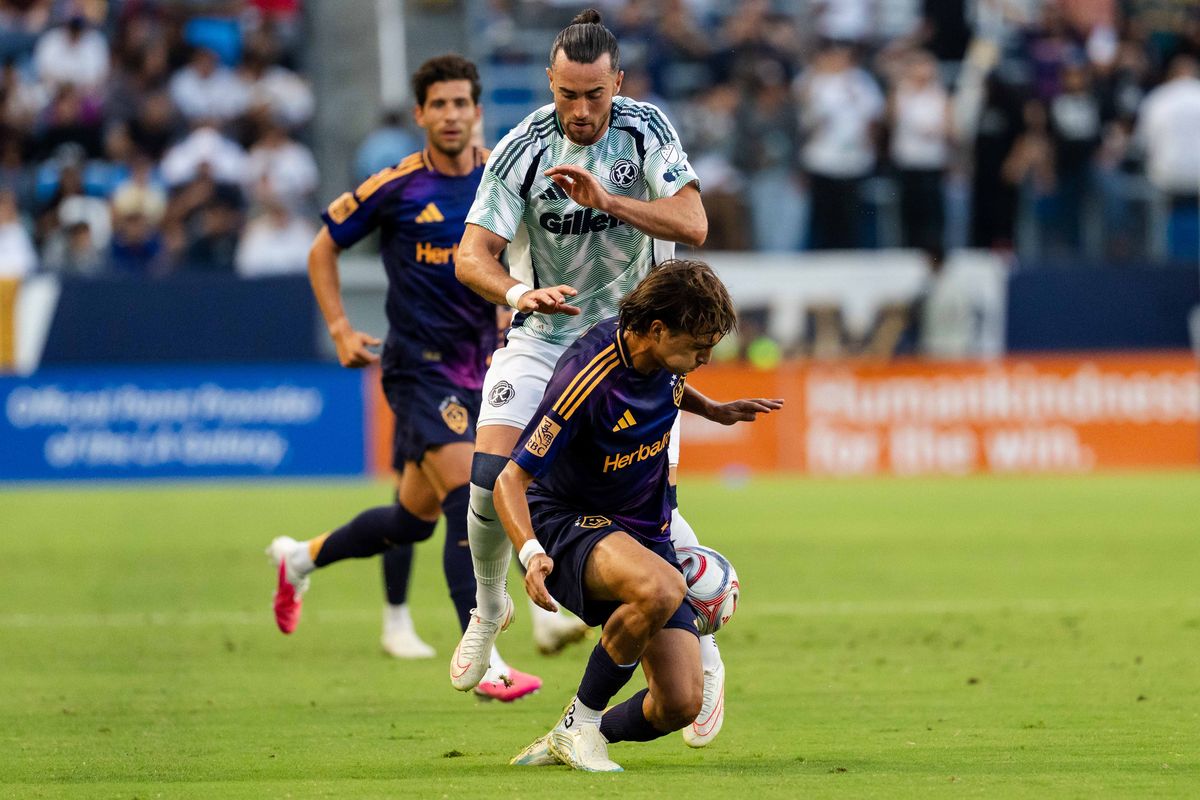 Los Angeles Galaxy defender Julian Aude (3) in disbelief during an MLS game, against the New England Revolution on Saturday September 5th, 2026 in Carson, Calif