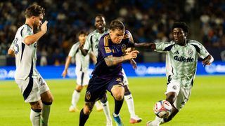 Galaxy score solid 2-1 home win over Revolution taken at Dignity Health Sports Park (LA Galaxy). Photo by John Panganiban-The Sporting Tribune
