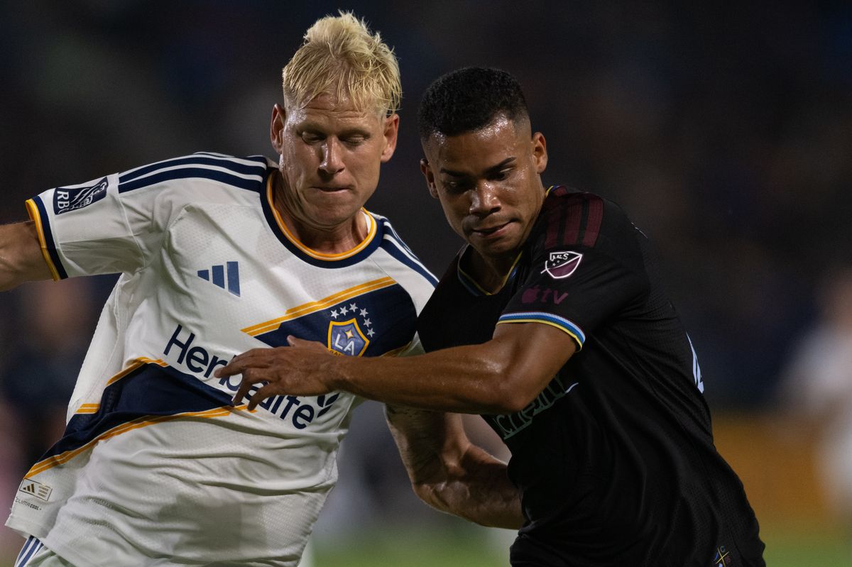 LA Galaxy defender Jakob Glesnes (5) hustles for the ball against Colorado Rapids defender Miguel Navarro (29) during an MLS soccer game against the Colorado Rapids, Saturday September 26, 2026 in Carson, Calif. LA Galaxy defender Jakob Glesnes (5) hustles for the ball against Colorado Rapids defender Miguel Navarro (29) during an MLS soccer game against the Colorado Rapids, Saturday September 26, 2026 in Carson, Calif.