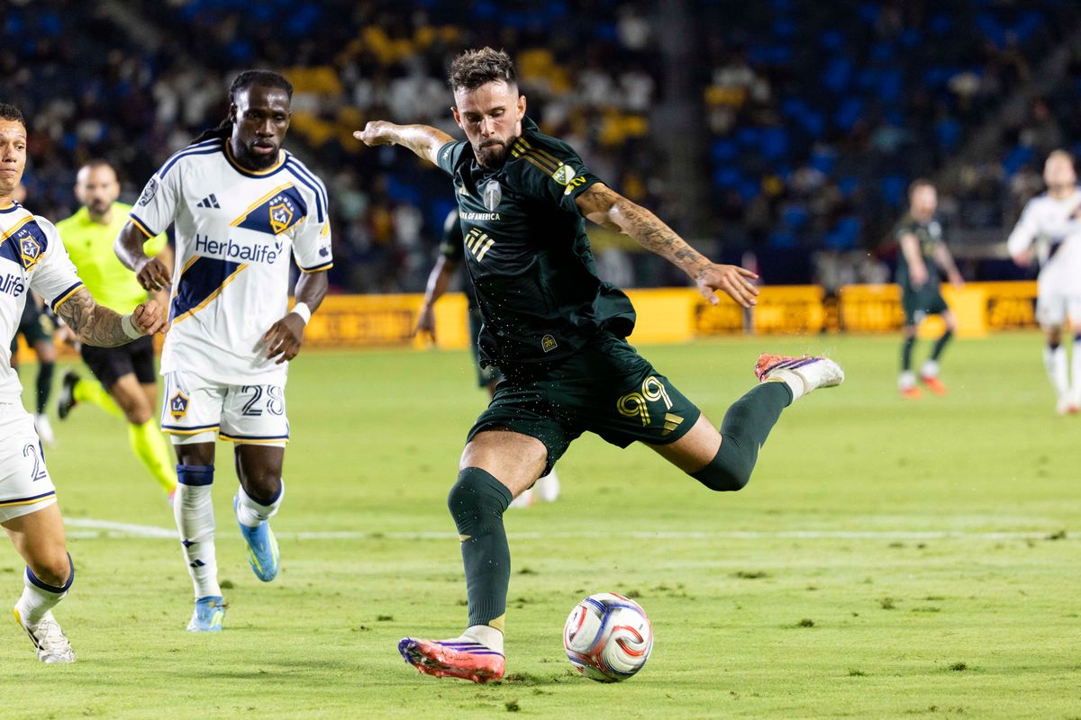 Portland Timbers forward Kristoffer Velde (99) runs with the ball during a MLS soccer game against Los Angeles Galaxy, Wednesday October 14, 2026 in Carson, California. Portland Timbers forward Kristoffer Velde (99) runs with the ball during a MLS soccer game against Los Angeles Galaxy, Wednesday October 14, 2026 in Carson, California.