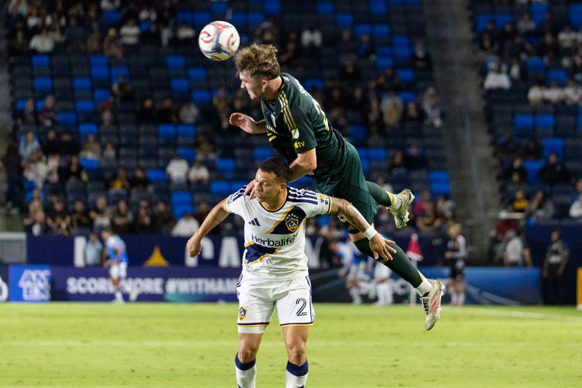 Portland Timbers defender Ian Smith (23) with a header during a MLS soccer game against Los Angeles Galaxy, Wednesday October 14, 2026 in Carson, California. Portland Timbers defender Ian Smith (23) with a header during a MLS soccer game against Los Angeles Galaxy, Wednesday October 14, 2026 in Carson, California.
