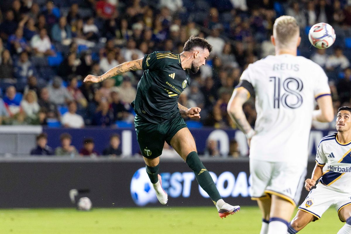 Portland Timbers forward Kristoffer Velde (99) with a header during a MLS soccer game against Los Angeles Galaxy, Wednesday October 14, 2026 in Carson, California. Portland Timbers forward Kristoffer Velde (99) with a header during a MLS soccer game against Los Angeles Galaxy, Wednesday October 14, 2026 in Carson, California.
