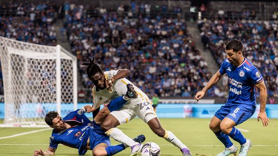 LA Galaxy Winger Joseph Paintsil battles against two Cruz Azul defenders in the Galaxy's 8-7 penalty defeat to the visitors on Sunday, August 3, 2025 at Dignity Health Sports Park. LA Galaxy Winger Joseph Paintsil battles against two Cruz Azul defenders in the Galaxy's 8-7 penalty defeat to the visitors on Sunday, August 3, 2025 at Dignity Health Sports Park.