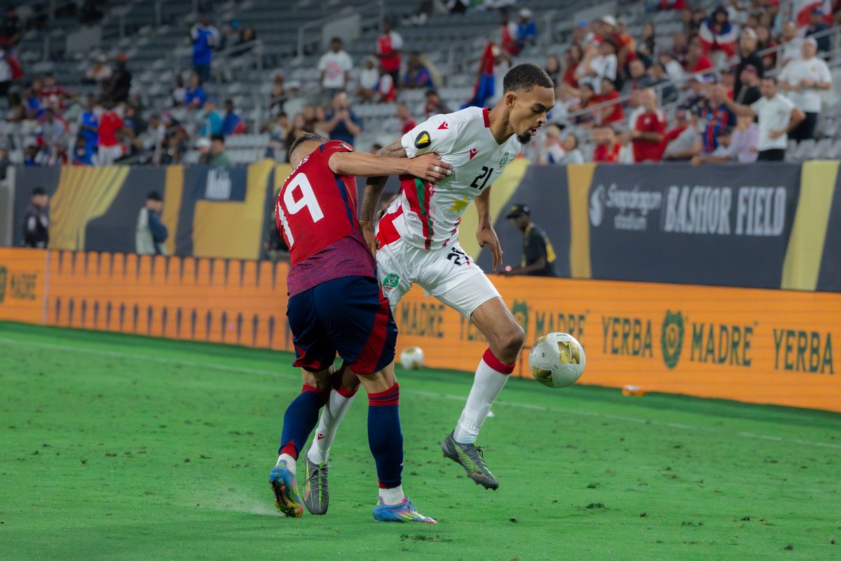 Forward Jaden Monitor #21 battling for the ball during a Gold Cup Match against Costa Rica on June 15, 2025 in San Diego, CA.