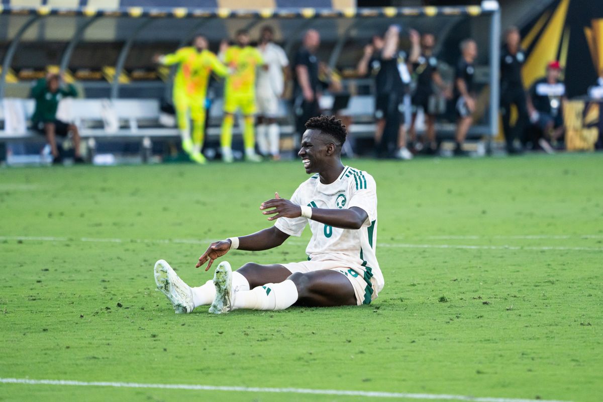 Saudi Arabia's Left Winger Marwan Al-Sahafi #8 left disappointed after a missed goal against Haiti during a Gold Cup Match on June 15, 2025 in San Diego, CA