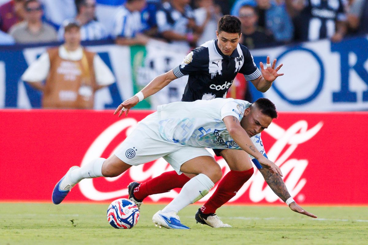 Stefan Medina #33 of Monterrey and Lautaro Martinez #10 of Milan battles for the ball during the FIFA Club World Cup 2025 group B match at Rose Bowl Stadium on June 17, 2025 in Pasadena, California. Stefan Medina #33 of Monterrey and Lautaro Martinez #10 of Milan battles for the ball during the FIFA Club World Cup 2025 group B match at Rose Bowl Stadium on June 17, 2025 in Pasadena, California.