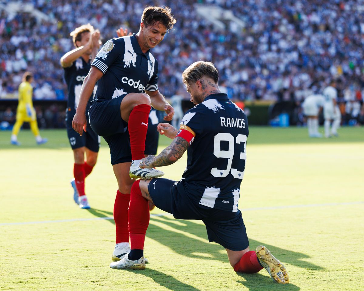 Sergio Ramos #93 of Monterrey celebrates his goal in the first half with Nelson Deossa #25 of Monterrey during the FIFA Club World Cup 2025 group B match against Inter Milan at Rose Bowl Stadium on June 17, 2025 in Pasadena, California. Sergio Ramos #93 of Monterrey celebrates his goal in the first half with Nelson Deossa #25 of Monterrey during the FIFA Club World Cup 2025 group B match against Inter Milan at Rose Bowl Stadium on June 17, 2025 in Pasadena, California.
