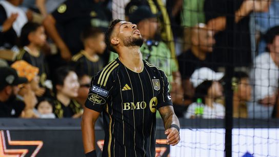 LAFC Forward Denis Bouanga (99) disappointed after a missed goal in Leagues Cup semifinal match against Colorado Rapids, Wednesday, August 21, 2024 in Los Angeles, CA. (Henry Tran - The Sporting Tribune)