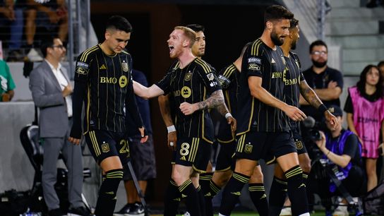 LAFC Midfielder Lewis O’Brien (8) celebrates after a goal in Leagues Cup semifinal match against Colorado Rapids, Wednesday, August 21, 2024 in Los Angeles, CA. (Henry Tran - The Sporting Tribune)