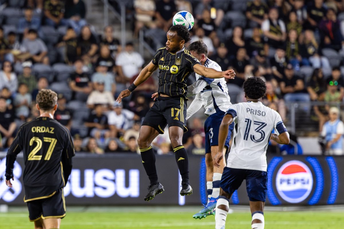 LAFC forward Jeremy Ebobisse (17) makes a play on the ball during an MLS match against the Vancouver Whitecaps, Sunday June 29, 2025 in Los Angeles, Calif. LAFC forward Jeremy Ebobisse (17) makes a play on the ball during an MLS match against the Vancouver Whitecaps, Sunday June 29, 2025 in Los Angeles, Calif.