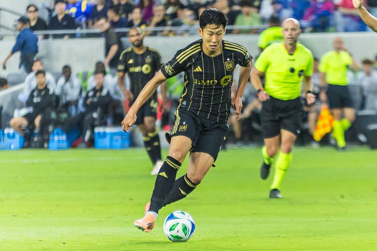 LAFC forward Son Heung-Min (7) dribbles the ball during a MLS soccer game against Atlanta United FC, Sunday, October 5, 2025, in Los Angeles, California. LAFC forward Son Heung-Min (7) dribbles the ball during a MLS soccer game against Atlanta United FC, Sunday, October 5, 2025, in Los Angeles, California.