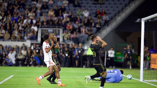 LAFC midfielder Andy Moran (19) gestures after a play during a MLS soccer game against the Toronto FC, Wednesday, October 8, 2025, in Los Angeles, California. 