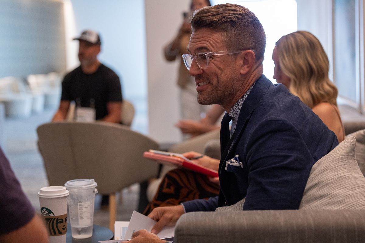 A production meeting takes place prior to an MLS match broadcast on Apple TV.