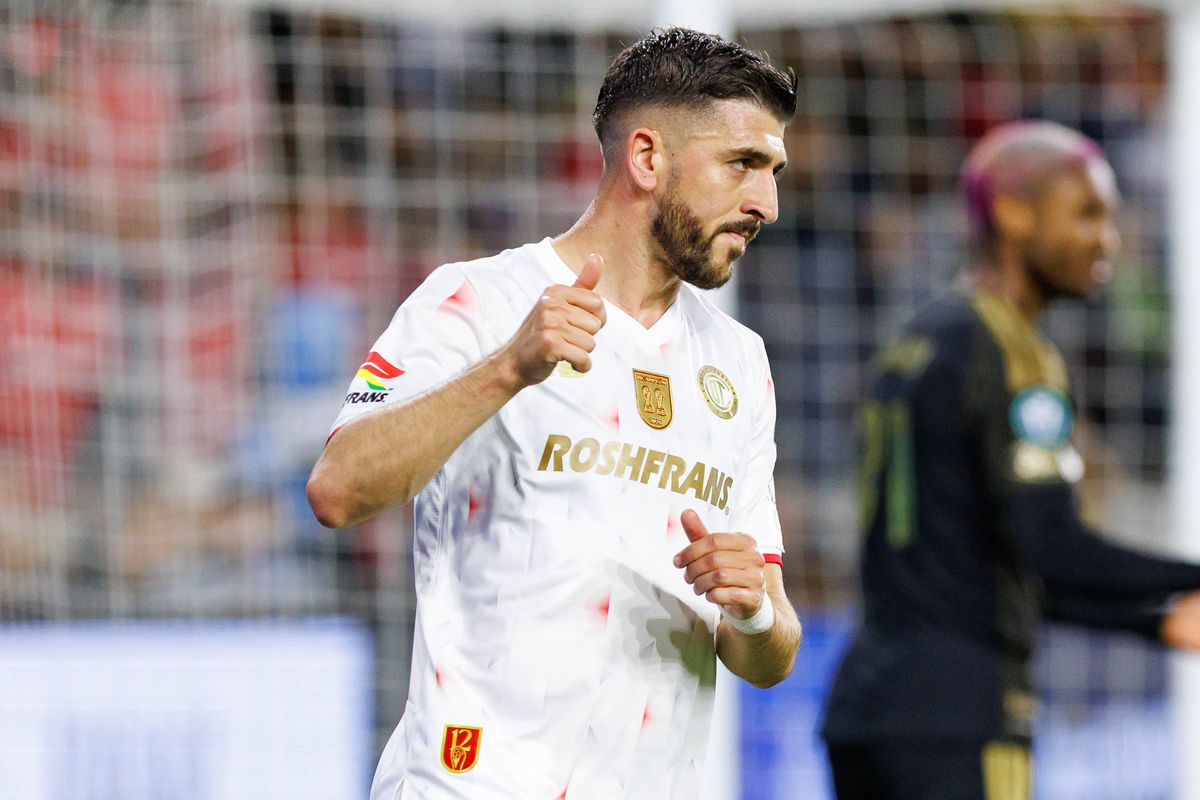 Paulinho #26 of Toluca FC reacts during a CONCACAF Champions Cup Semifinal match against LAFC on April 29, 2026 at BMO Stadium in Los Angeles, California.