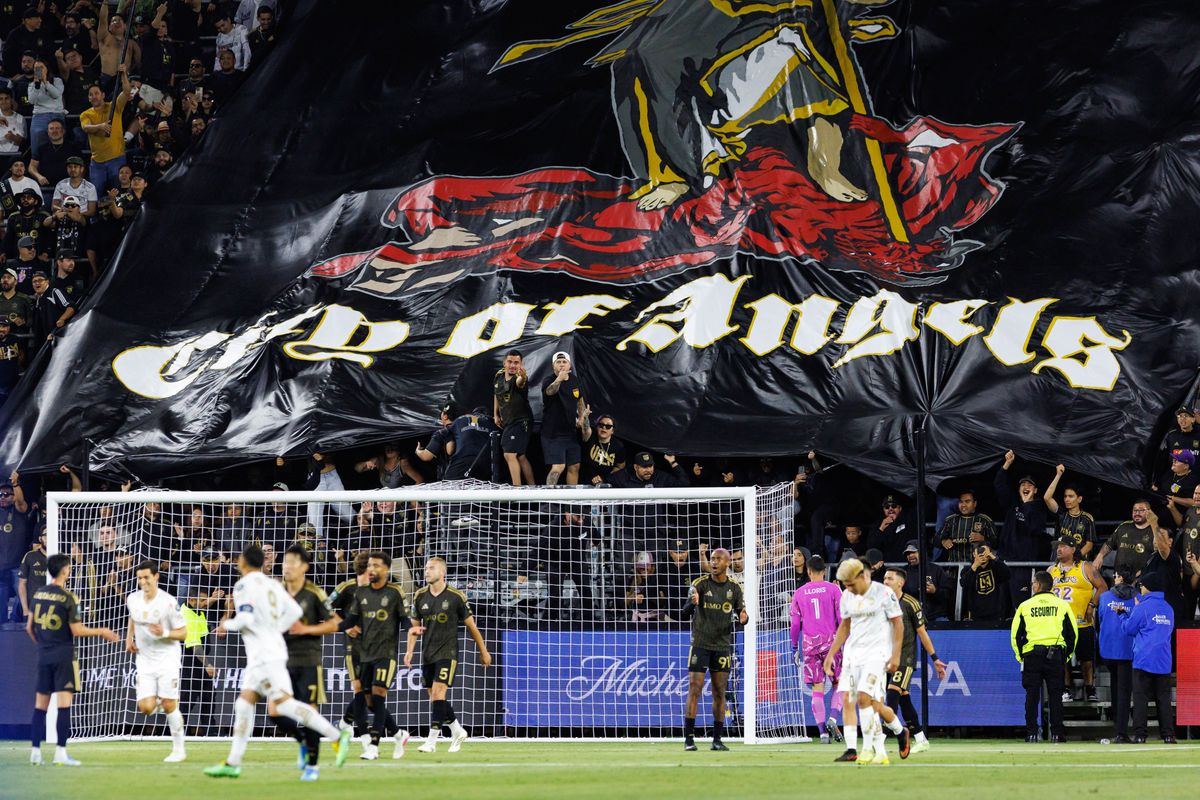 A general view of the LAFC 3252 section during a CONCACAF Champions Cup Semifinal match between LAFC and Toluca FC on April 29, 2026 at BMO Stadium in Los Angeles, California.