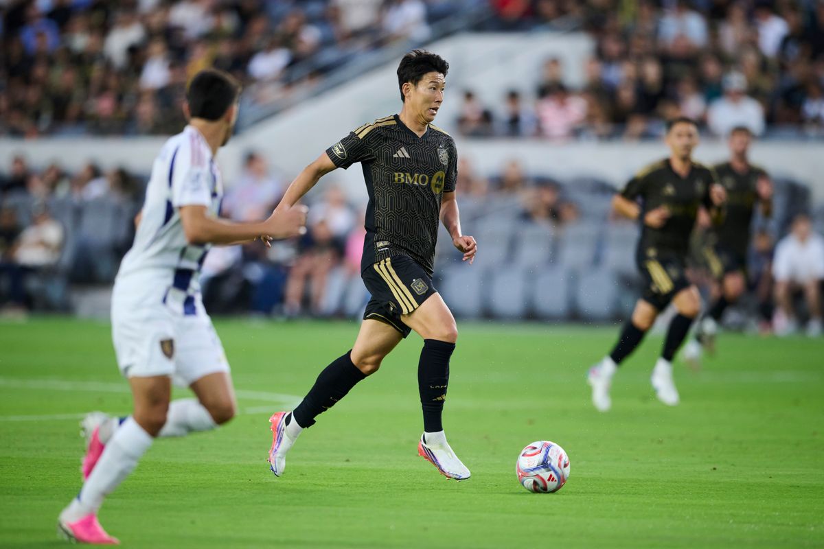 The Los Angeles FC’s Son Heung-Min #7 with the ball during an MLS game against The Real Salt Lake on July 22nd, 2026 at BMO Stadium in Los Angeles, California.