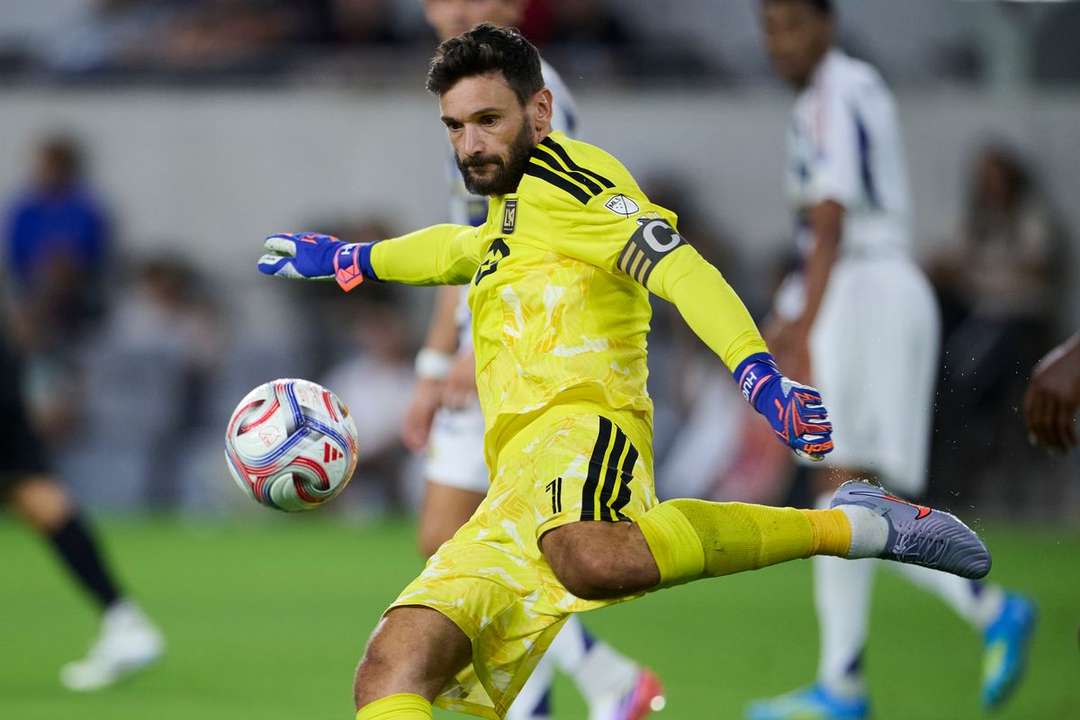 The Los Angeles FC’s Hugo Lloris #1 kicks the ball during an MLS game against The Real Salt Lake on July 22nd, 2026 at BMO Stadium in Los Angeles, California