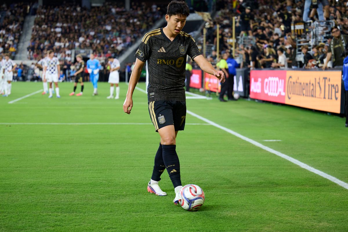 The Los Angeles FC’s Son Heung-Min #7 with the ball during an MLS game against The Real Salt Lake on July 22nd, 2026 at BMO Stadium in Los Angeles, California.