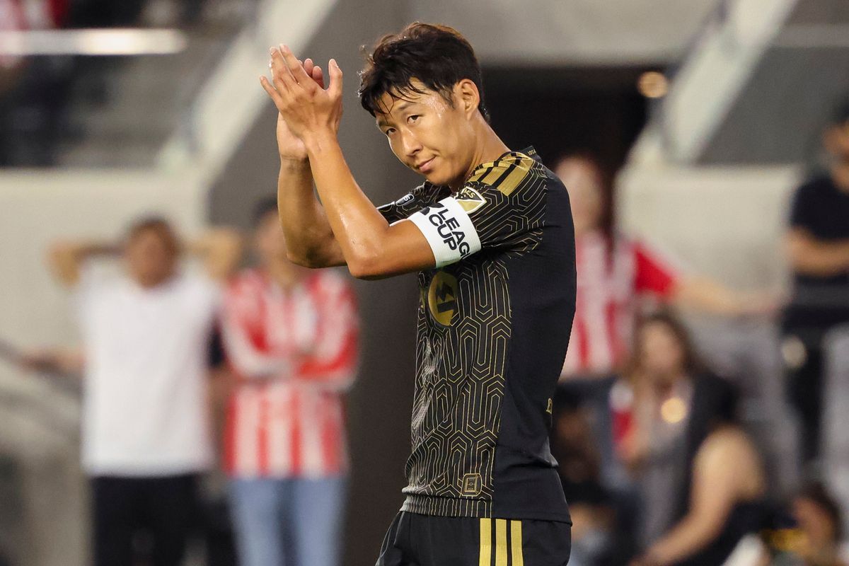 Son Heung-Min #7 of LAFC reacts to a play during a Leagues Cup match against Chivas de Guadalajara, Wednesday August 5, 2026 in Los Angeles, Calif. Son Heung-Min #7 of LAFC reacts to a play during a Leagues Cup match against Chivas de Guadalajara, Wednesday August 5, 2026 in Los Angeles, Calif.