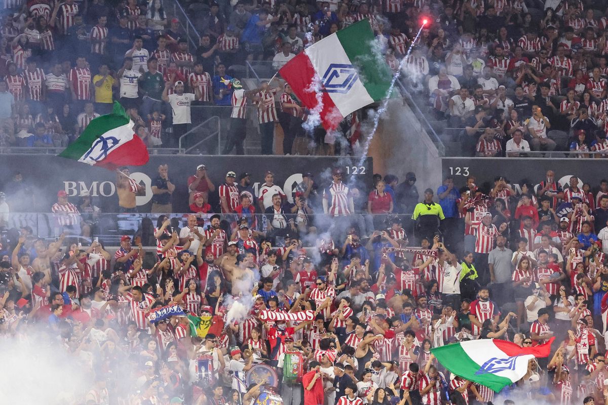 Chivas de Guadalajara fans fire flares and smoke in the stands during a Leagues Cup match between LAFC and Chivas de Guadalajara, Wednesday August 5, 2026 in Los Angeles, Calif. Chivas de Guadalajara fans fire flares and smoke in the stands during a Leagues Cup match between LAFC and Chivas de Guadalajara, Wednesday August 5, 2026 in Los Angeles, Calif.