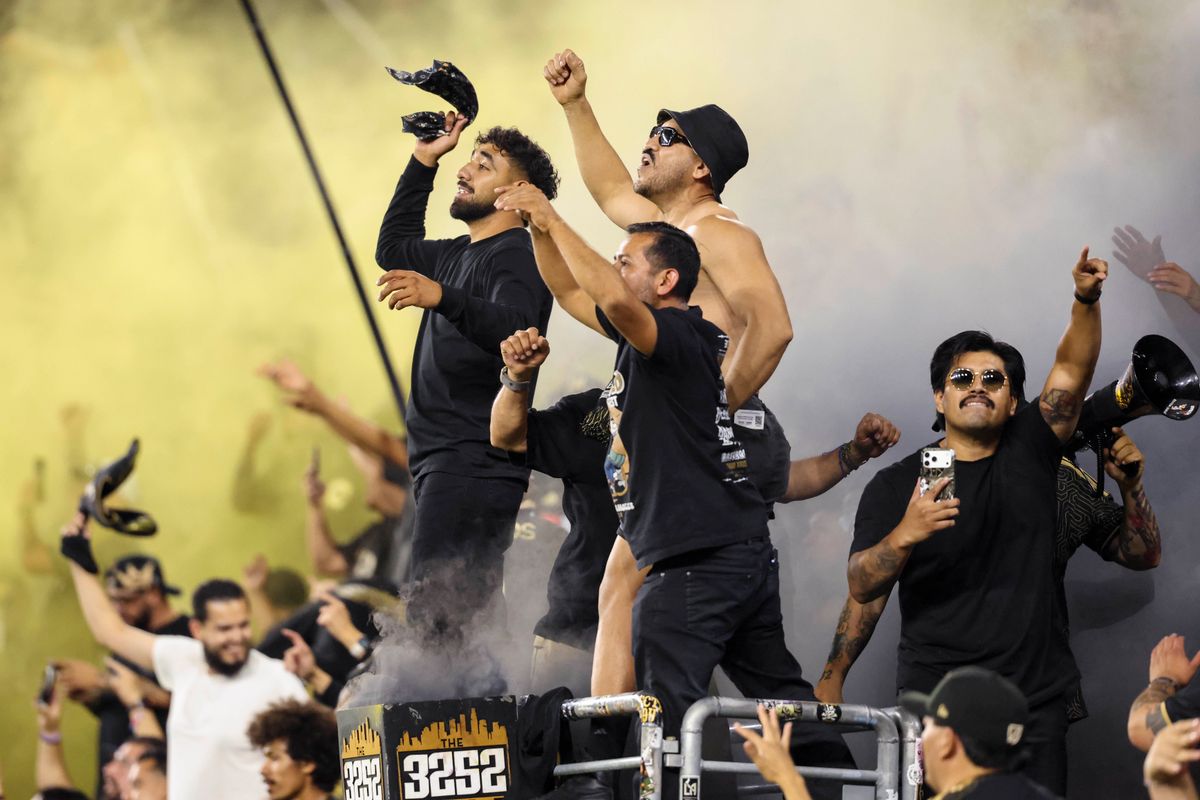LAFC fans celebrate the victory over Chivas de Guadalajara after a Leagues Cup match, Wednesday August 5, 2026 in Los Angeles, Calif. LAFC fans celebrate the victory over Chivas de Guadalajara after a Leagues Cup match, Wednesday August 5, 2026 in Los Angeles, Calif.