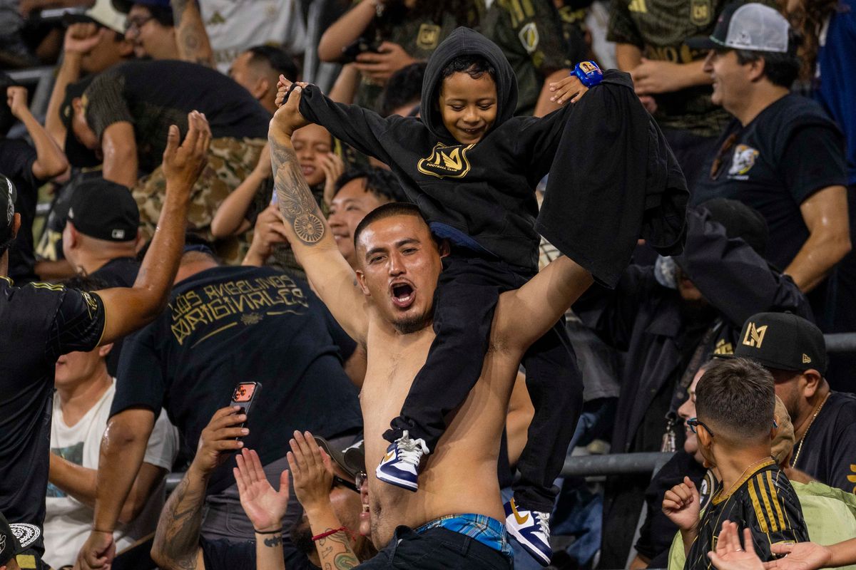 LAFC fans celebrating the game winning goal during a Leagues Cup match against Toluca FC, Saturday August 8, 2026 in Los Angeles, California.