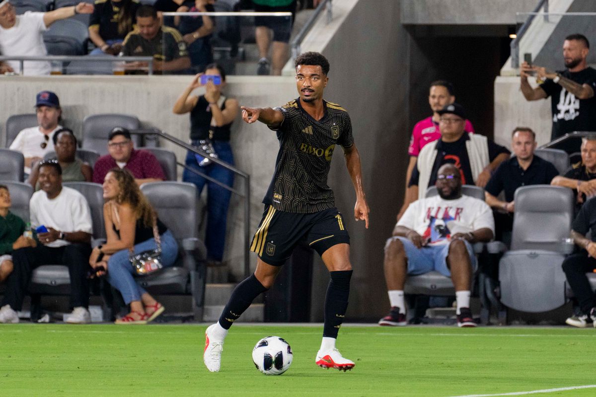 Timothy Tillman #11 of LAFC directing traffic during a Leagues Cup match against Toluca FC, Saturday August 8, 2026 in Los Angeles, California.