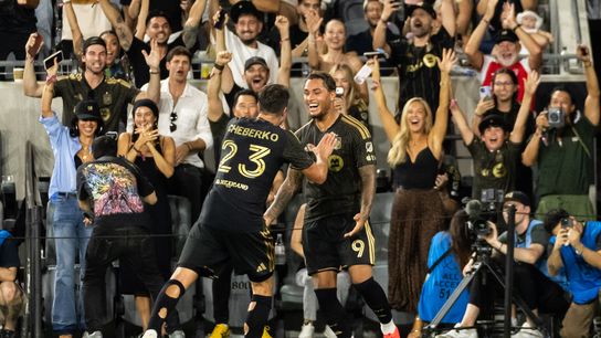 LAFC celebrating a goal during an MLS soccer game against New York Red Bulls, Wednesday September 9th, 2026 in Los Angeles, California. LAFC celebrating a goal during an MLS soccer game against New York Red Bulls, Wednesday September 9th, 2026 in Los Angeles, California.