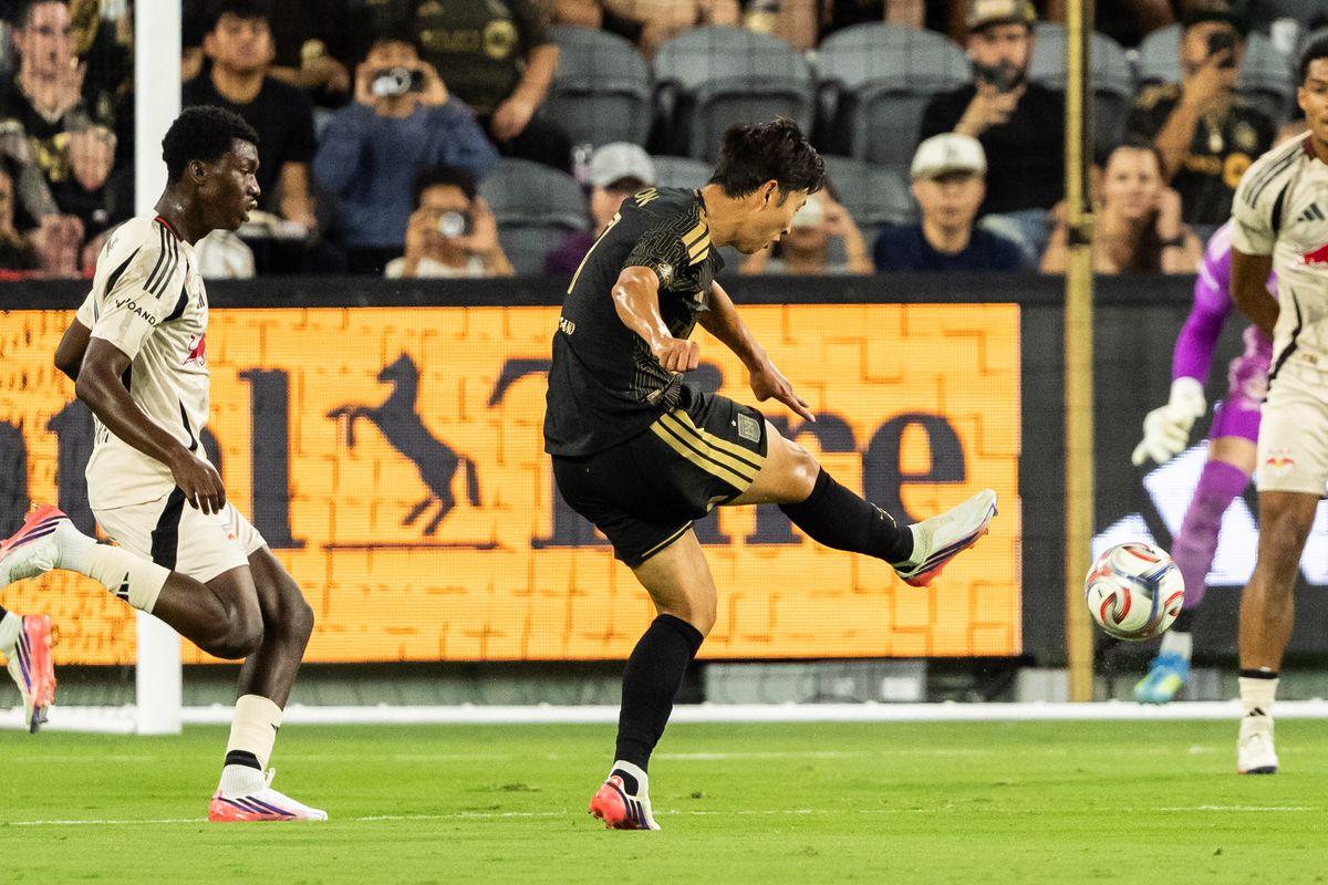 LAFC forward Heung-Min Son (7) attempts a goal during an MLS soccer game against New York Red Bulls, Wednesday September 9th, 2026 in Los Angeles, California. LAFC forward Heung-Min Son (7) attempts a goal during an MLS soccer game against New York Red Bulls, Wednesday September 9th, 2026 in Los Angeles, California.