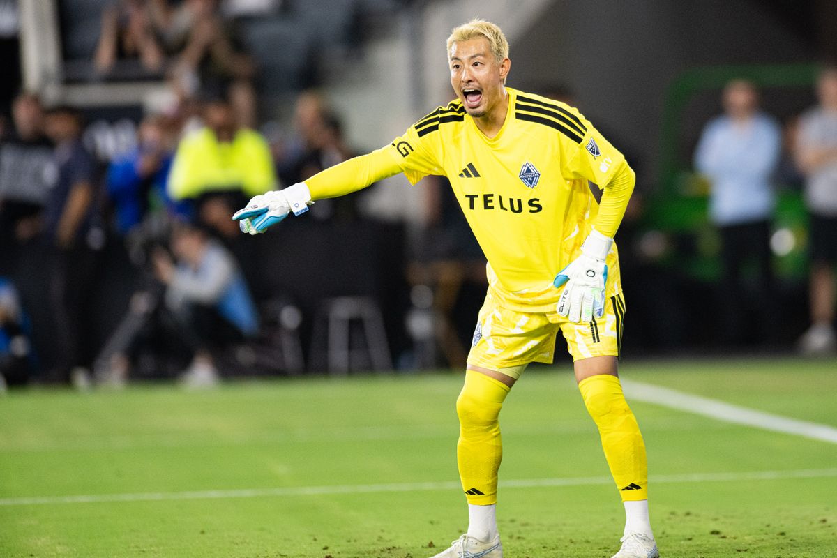 Vancouver Whitecaps goalkeeper Yohei Takaoka (1) calls out to his teammates during an MLS soccer game against the Vancouver Whitecaps, Saturday, October 10, 2026 in Los Angeles. Vancouver Whitecaps goalkeeper Yohei Takaoka (1) calls out to his teammates during an MLS soccer game against the Vancouver Whitecaps, Saturday, October 10, 2026 in Los Angeles.
