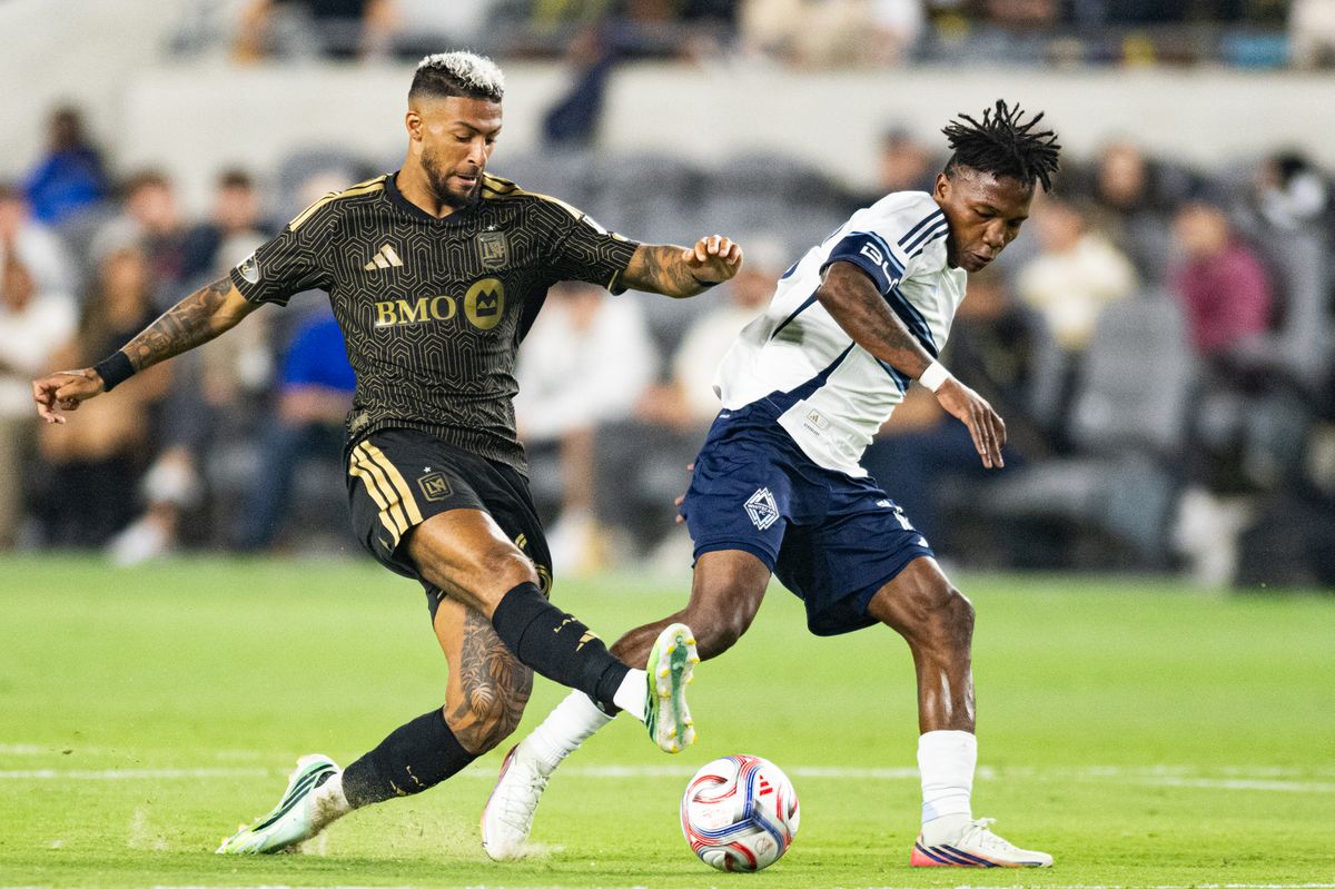 LAFC forward Denis Bouanga (99) makes a pass during an MLS soccer game against the Vancouver Whitecaps, Saturday, October 10, 2026 in Los Angeles. LAFC forward Denis Bouanga (99) makes a pass during an MLS soccer game against the Vancouver Whitecaps, Saturday, October 10, 2026 in Los Angeles.
