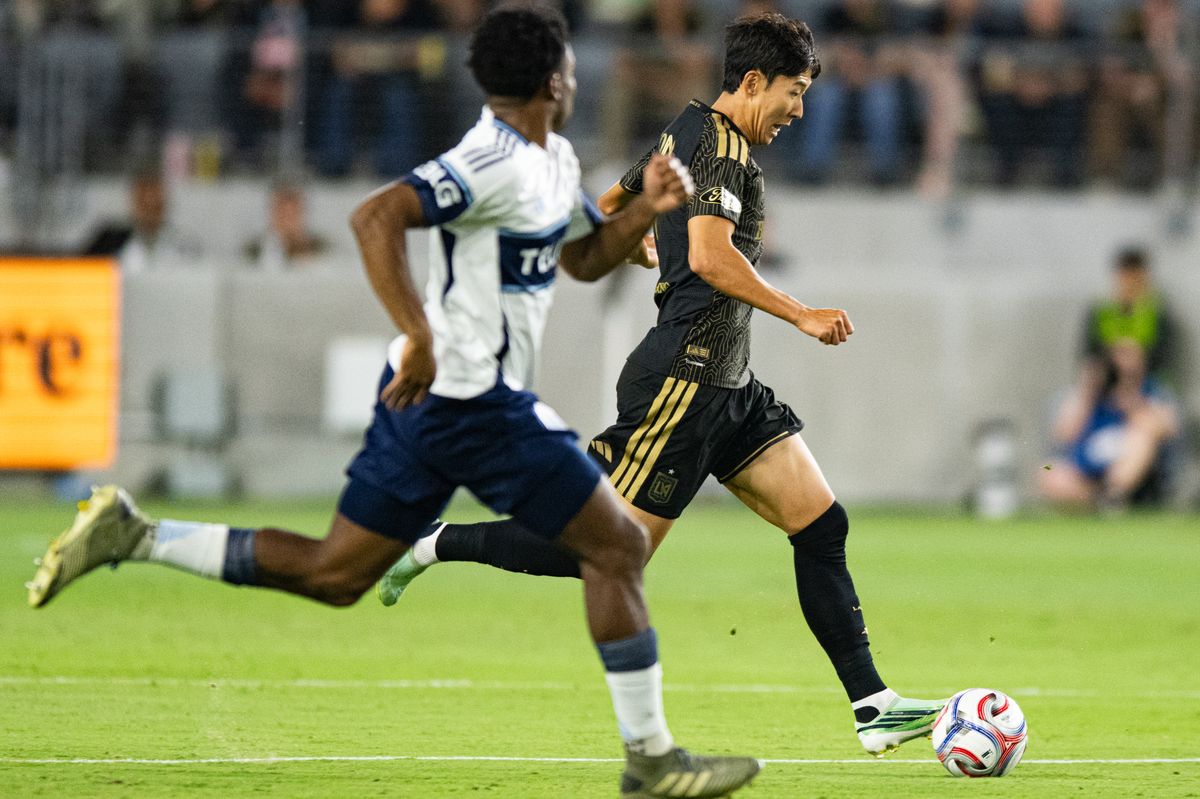 LAFC forward Son Heung-Min (7) attacks with the ball during an MLS soccer game against the Vancouver Whitecaps, Saturday, October 10, 2026 in Los Angeles. LAFC forward Son Heung-Min (7) attacks with the ball during an MLS soccer game against the Vancouver Whitecaps, Saturday, October 10, 2026 in Los Angeles.