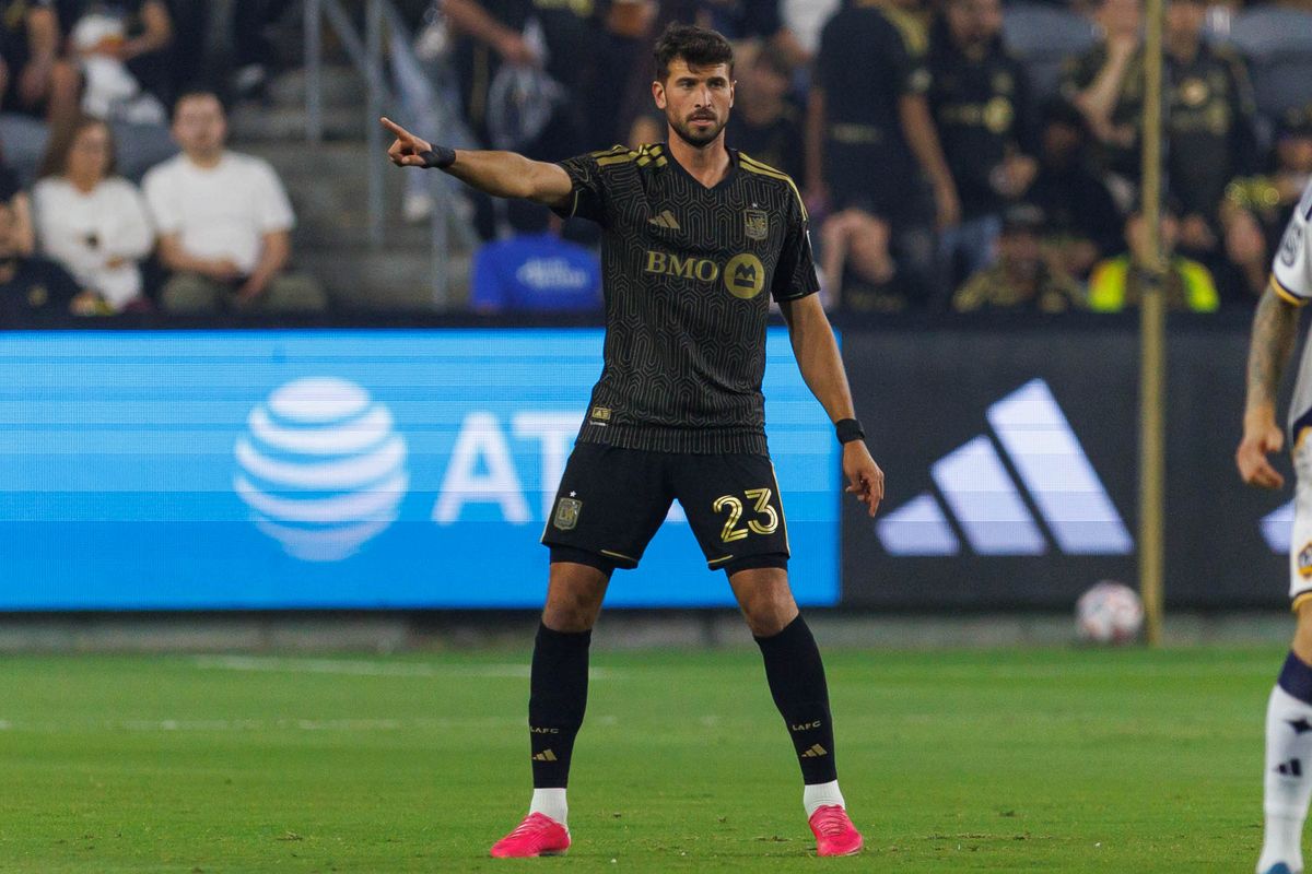 Yevhen Cheberko #23 of LAFC signals to teammates during an MLS regular season match against LA Galaxy on October 25, 2026 at BMO Stadium in Los Angeles, California. Yevhen Cheberko #23 of LAFC signals to teammates during an MLS regular season match against LA Galaxy on October 25, 2026 at BMO Stadium in Los Angeles, California.