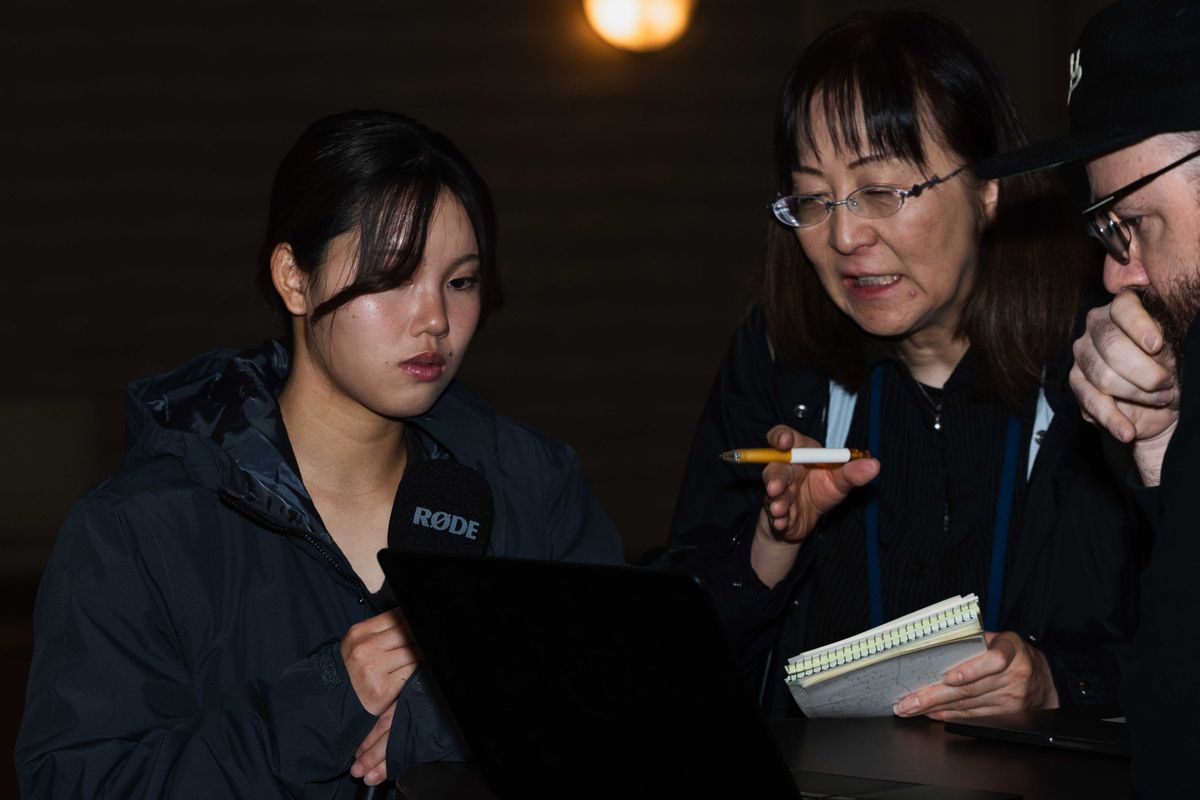 NC Courage midfielder Manaka Matsukubo, being interviewed during NWSL Media Day at Westin Bonaventure on January 28th, 2026 in Los Angeles, California. 
