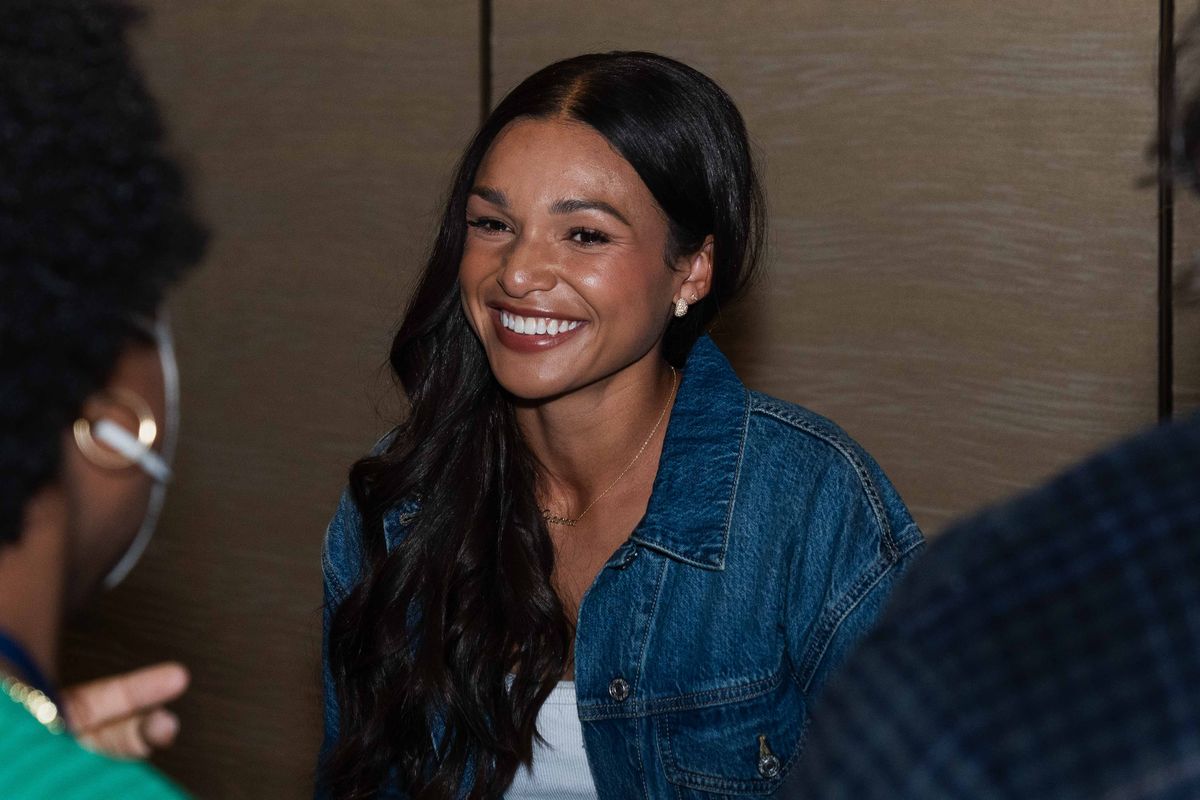 Portland Thorns FC  forward Sophia Wilson, being interviewed during NWSL Media Day at Westin Bonaventure on January 29th, 2026 in Los Angeles, California. 