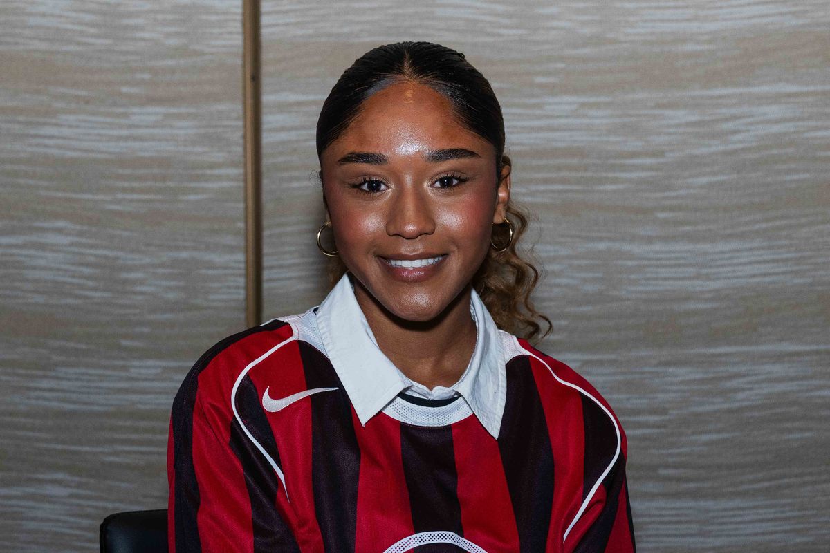 Bay FC forward Onyeka Gamero poses for a portrait during NWSL Media Day at Westin Bonaventure on January 29th, 2026 in Los Angeles, California. 