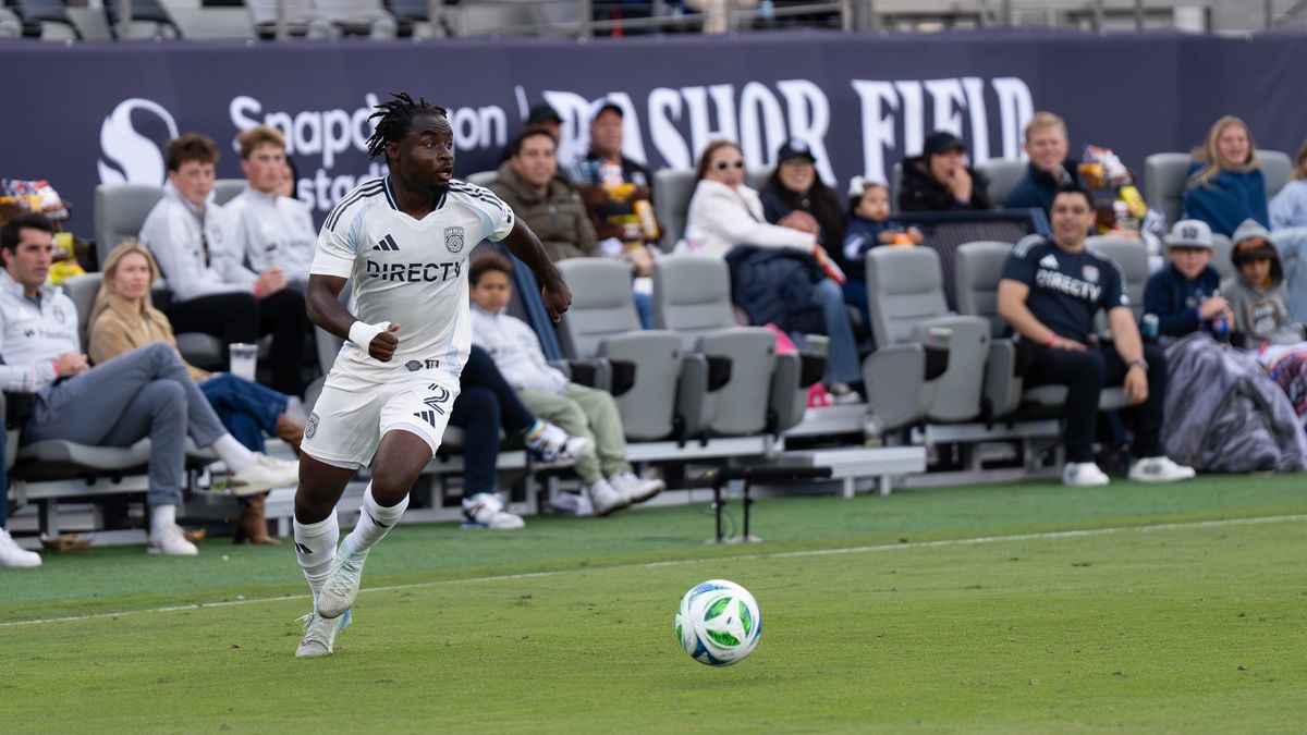 San Diego FC defender Willy Kumado (2) dribbles up the field during MLS soccer game against Real Salt Lake, Saturday, April 26, 2025, in San Diego. San Diego FC defender Willy Kumado (2) dribbles up the field during MLS soccer game against Real Salt Lake, Saturday, April 26, 2025, in San Diego.