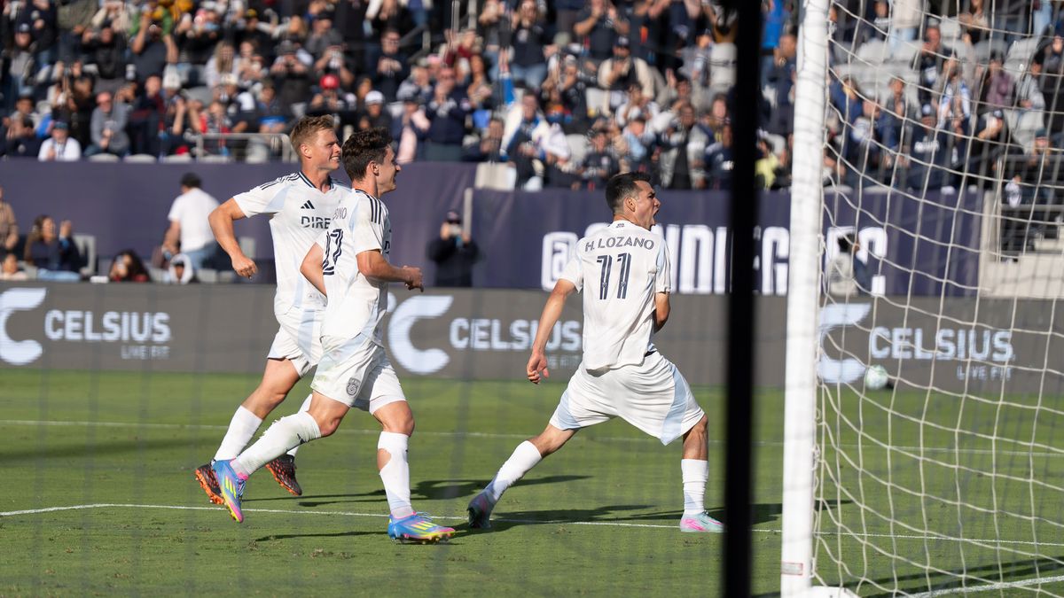 San Diego FC forward Chucky Lozano (11) celebrates after scoring during MLS soccer game against Real Salt Lake, Saturday, April 26, 2025, in San Diego. San Diego FC forward Chucky Lozano (11) celebrates after scoring during MLS soccer game against Real Salt Lake, Saturday, April 26, 2025, in San Diego.
