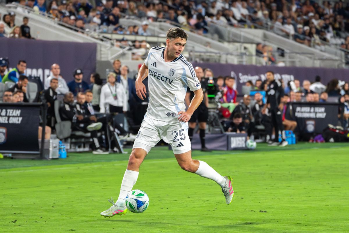 SDFC Defender Ian Pilcher #25 regaining possession during an MLS Match against Toronto FC on July 16, 2025 in San Diego, CA.