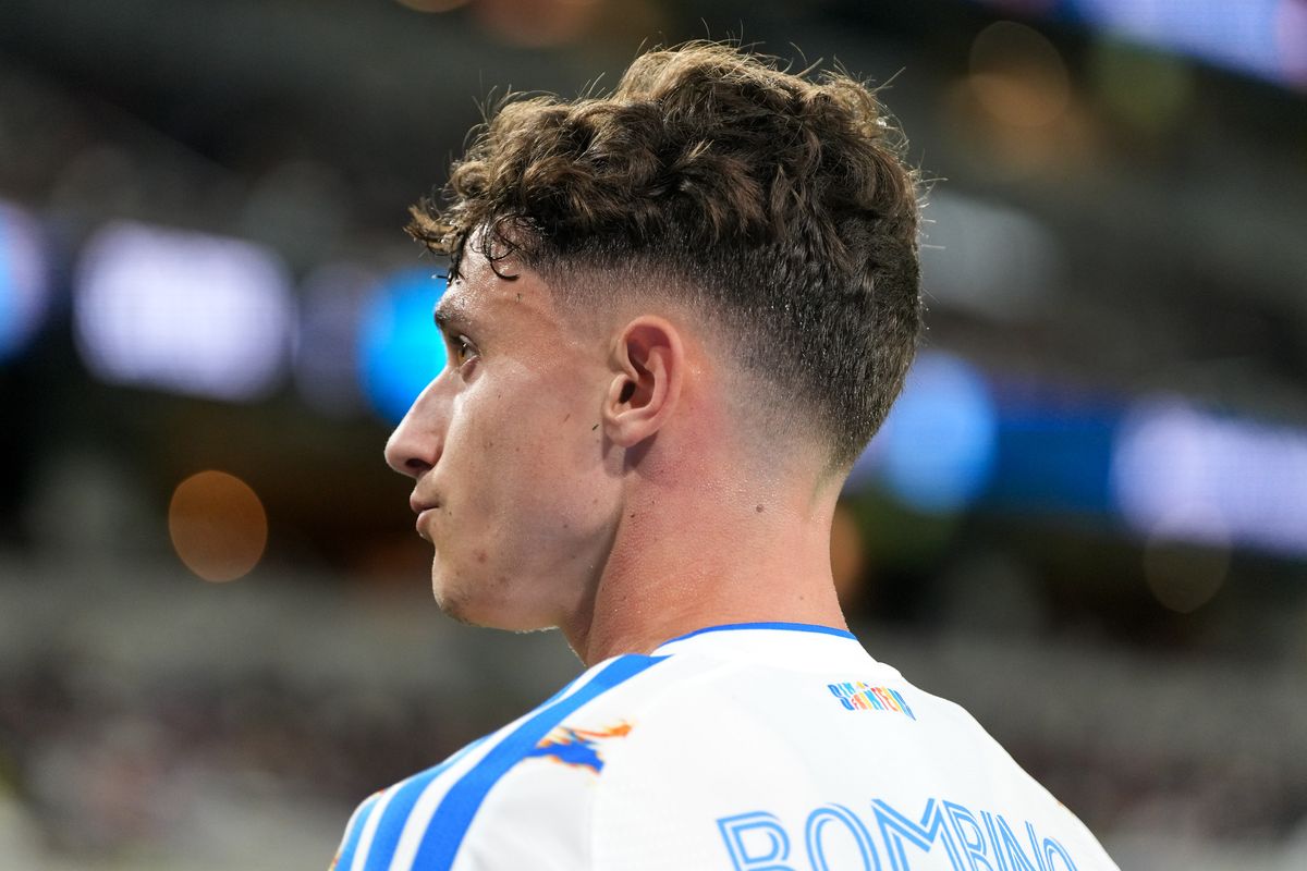 San Diego FC defender Luca Bombino (27) is displeased walking off the filed after receiving a red card during an MLS soccer game against the Vancouver Whitecaps, Saturday May 23, 2026 in San Diego, California.