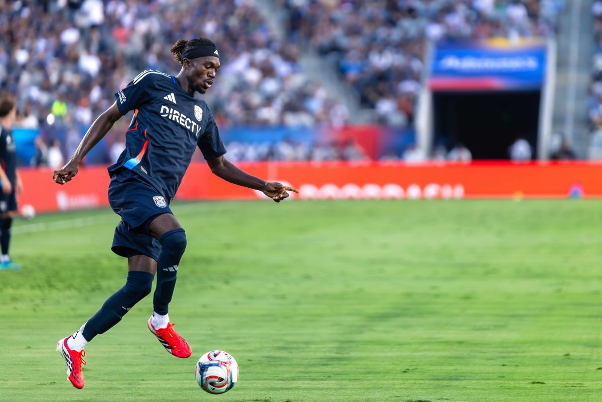 San Diego FC defender Manu Duah (26) controls the ball during an MLS soccer game against FC Dallas, Saturday, July 25, 2026 in San Diego, California. San Diego FC defender Manu Duah (26) controls the ball during an MLS soccer game against FC Dallas, Saturday, July 25, 2026 in San Diego, California.