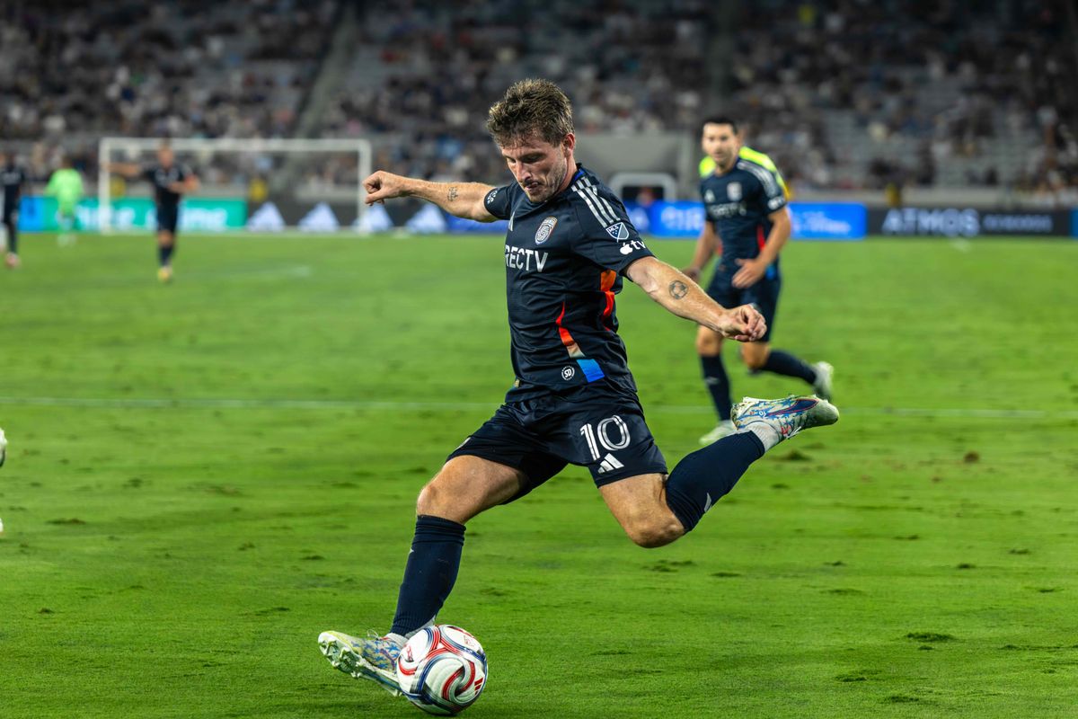 San Diego FC forward Anders Dreyer (10) crosses the ball during an MLS soccer game against FC Dallas, Saturday, July 25, 2026 in San Diego, California. San Diego FC forward Anders Dreyer (10) crosses the ball during an MLS soccer game against FC Dallas, Saturday, July 25, 2026 in San Diego, California.