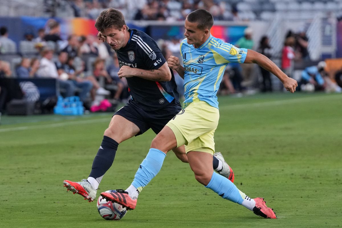 San Diego FC winger Anders Dreyer (10) and Philadelphia Union midfielder Cavan Sullivan (6) battle for the ball during an MLS soccer game against the San Diego FC, Sunday September 13, 2026 in San Diego, California. San Diego FC winger Anders Dreyer (10) and Philadelphia Union midfielder Cavan Sullivan (6) battle for the ball during an MLS soccer game against the San Diego FC, Sunday September 13, 2026 in San Diego, California.