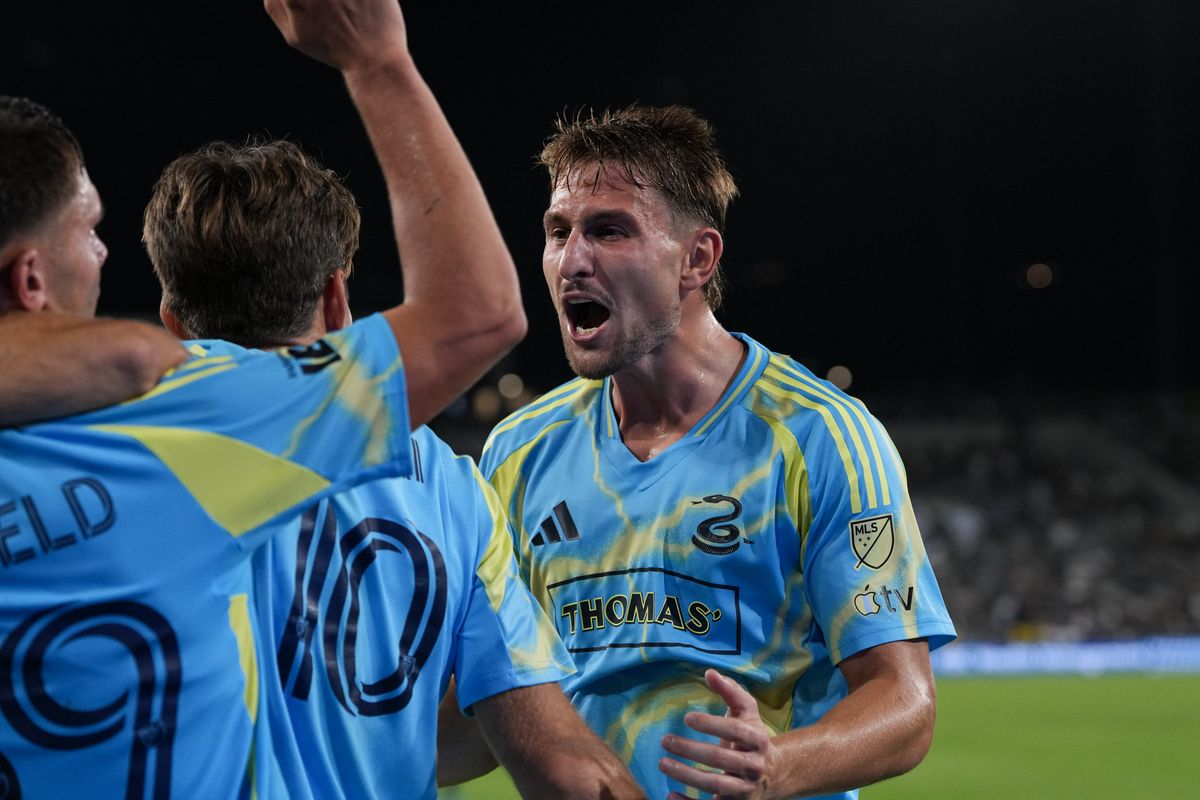 Philadelphia Union forward Bruno Damiani (9) celebrates with teammates after scoring a goal during an MLS soccer game against the San Diego FC, Sunday September 13, 2026 in San Diego, California. Philadelphia Union forward Bruno Damiani (9) celebrates with teammates after scoring a goal during an MLS soccer game against the San Diego FC, Sunday September 13, 2026 in San Diego, California.