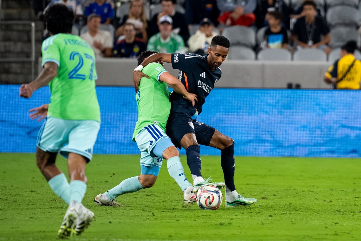San Diego FC forward Amahl Pellegrino shields the ball during an MLS soccer game against Seattle Sounders, Saturday, October 24, 2026 in San Diego, California. San Diego FC forward Amahl Pellegrino shields the ball during an MLS soccer game against Seattle Sounders, Saturday, October 24, 2026 in San Diego, California.