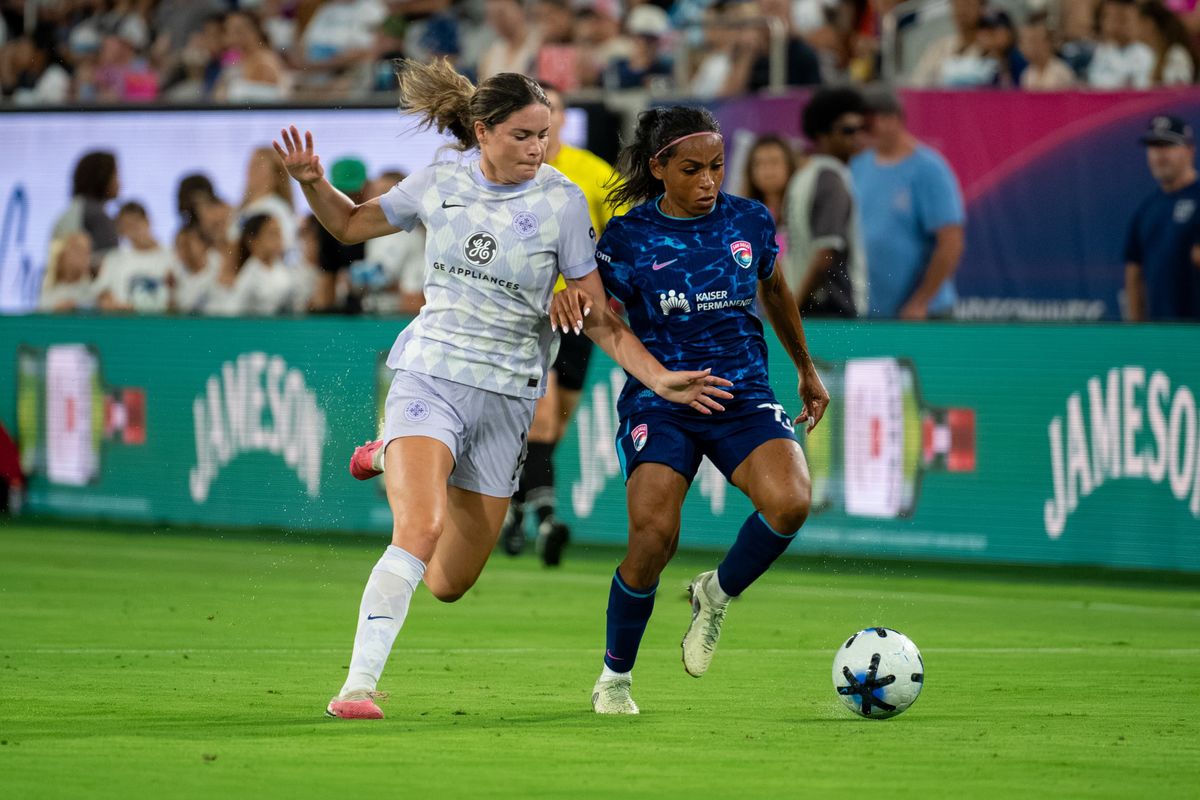 San Diego Wave FC defender Perle Morroni challenges for the ball during an NWSL soccer game against Racing Louisville FC, Friday, August 28, 2026 in San Diego, California. San Diego Wave FC defender Perle Morroni challenges for the ball during an NWSL soccer game against Racing Louisville FC, Friday, August 28, 2026 in San Diego, California.
