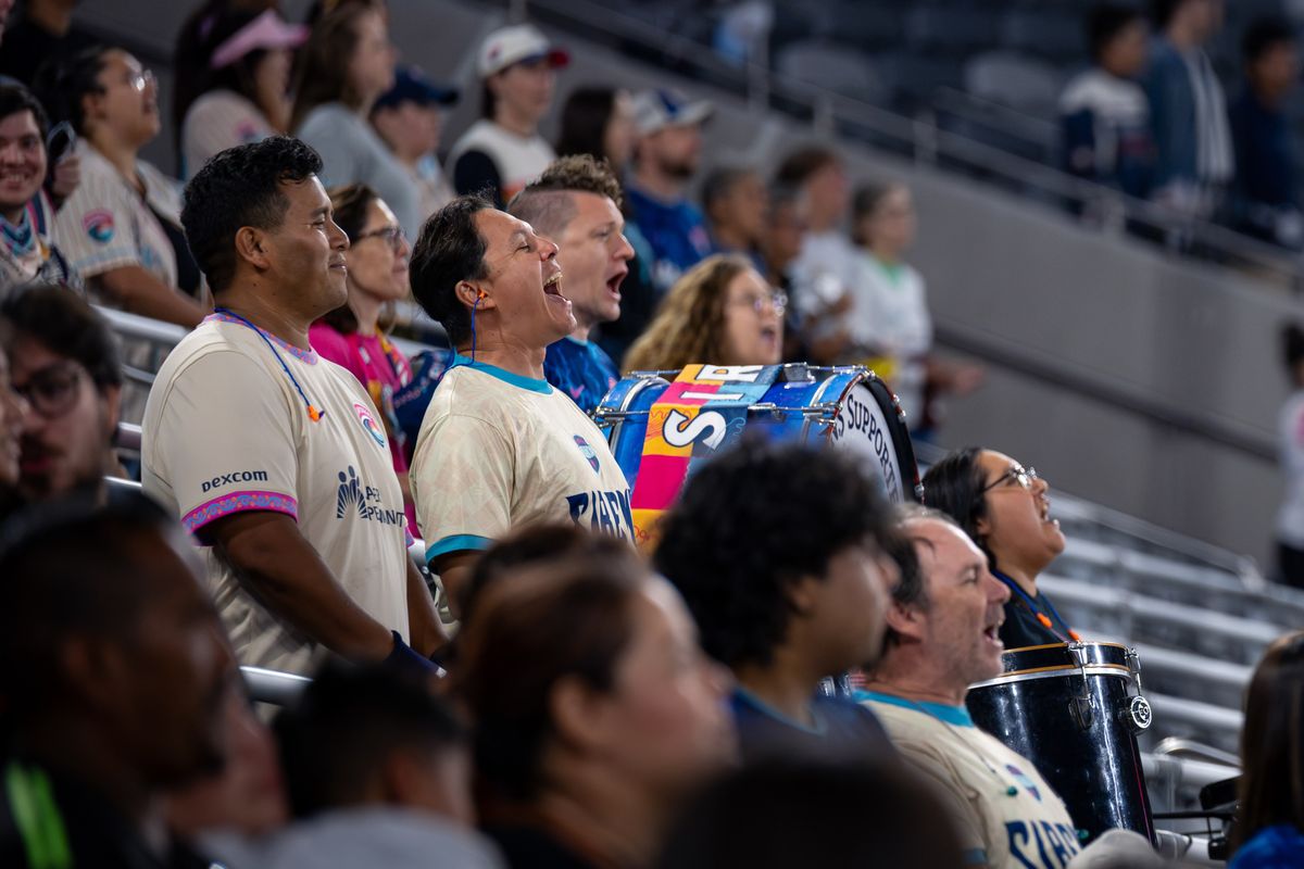 San Diego Wave FC fans cheering on the team during an NWSL soccer game against KC Current, Friday, September 18, 2026 in San Diego, California. San Diego Wave FC fans cheering on the team during an NWSL soccer game against KC Current, Friday, September 18, 2026 in San Diego, California.