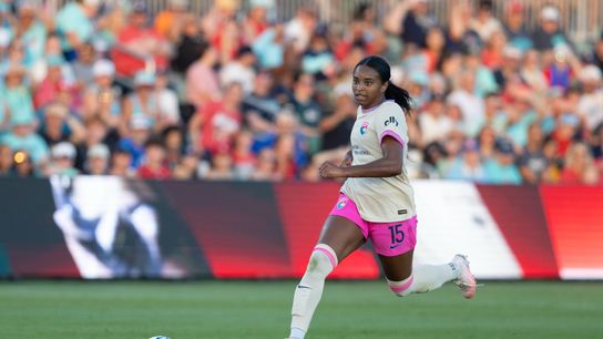 Trinity Byars' late equalizer caps brace as San Diego earns draw in Kansas City taken at CPKC Stadium (San Diego Wave FC). Photo by Kylie Graham-Imagn Images