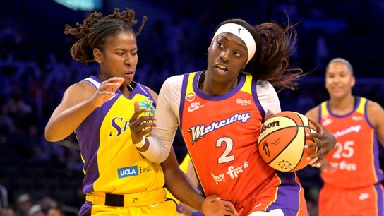 Mercury guard Copper talks about playoff push, black women head coaches, all-star team taken at Crypto.com Arena (Los Angeles Sparks). Photo by Jayne Kamin-Oncea-Imagn Images